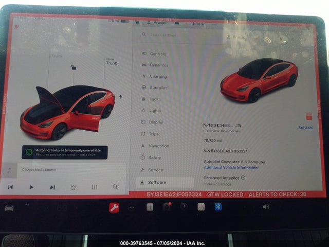 Tesla Model 3 Long Range/mid Range 2018 5YJ3E1EA2JF053324 Image 7