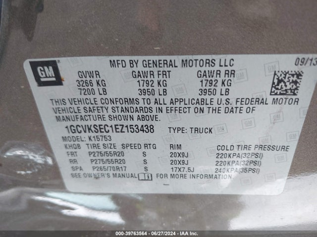 Chevrolet Silverado 1500 2lz 2014 1GCVKSEC1EZ153438 Image 9