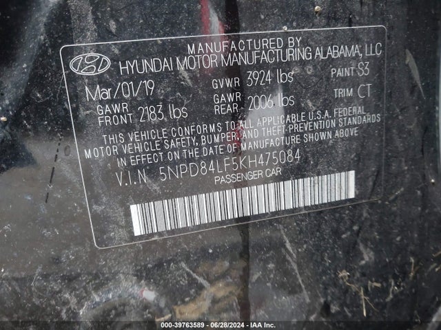 Hyundai Elantra Value Edition 2019 5NPD84LF5KH475084 Image 9