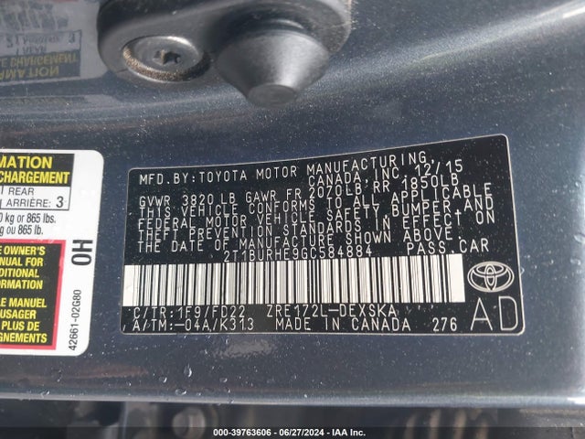 Toyota Corolla S Plus 2016 2T1BURHE9GC584884 Image 9