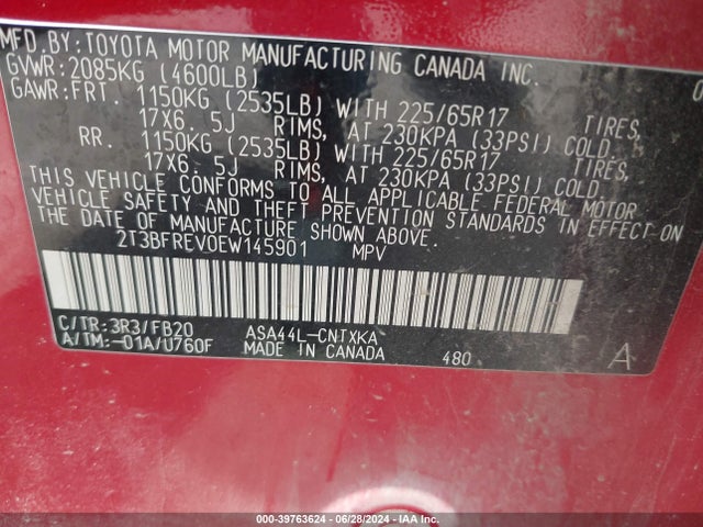 Toyota RAV4 LE 2014 2T3BFREV0EW145901 Image 9