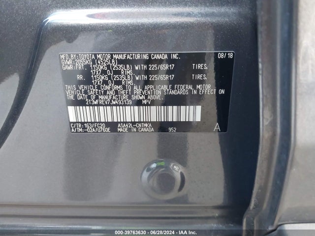 Toyota Rav4 Xle 2018 2T3WFREV7JW493139 Image 9