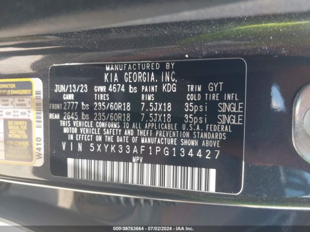 5XYK33AF1PG134427 KIA Sportage Ex