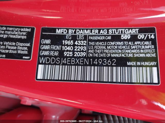 WDDSJ4EBXEN149362 Mercedes-Benz CLA 250