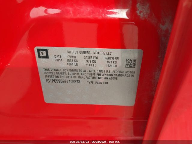 1G1PC5SB9F7105873 Chevrolet Cruze 1lt Auto
