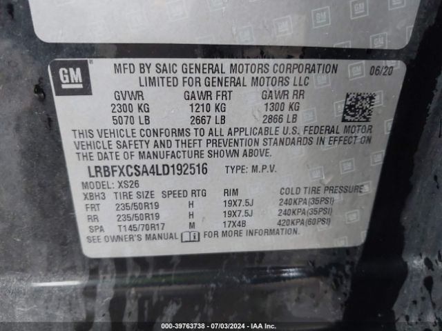 LRBFXCSA4LD192516 Buick Envision Fwd Essence