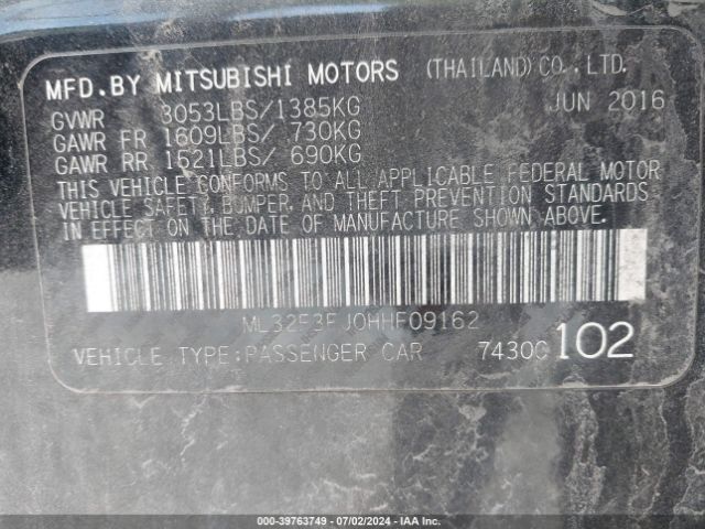 ML32F3FJ0HHF09162 Mitsubishi Mirage G4 Es