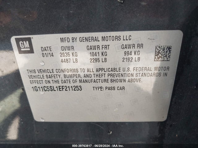 Chevrolet MALIBU 1LT 2014 1G11C5SL1EF211253 Image 9