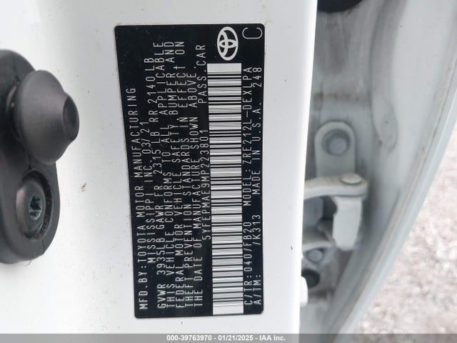 Toyota COROLLA LE 2021 5YFEPMAE9MP223801 Image 9