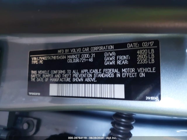 LYV402TK7HB154584 Volvo S60 Inscription T5