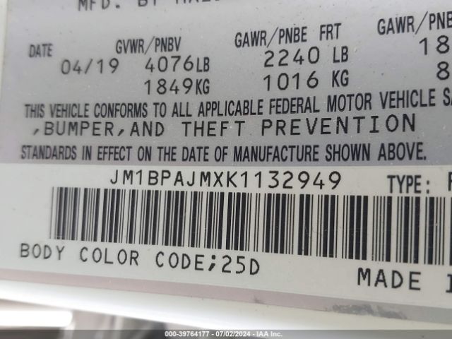 JM1BPAJMXK1132949 Mazda MAZDA3