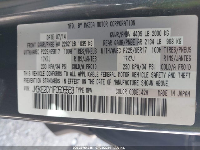 Mazda Cx-5 Touring 2015 JM3KE2CY1F0505553 Image 9