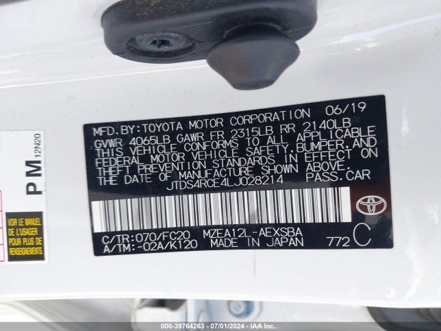 Toyota COROLLA SE 2020 JTDS4RCE4LJ028214 Image 9