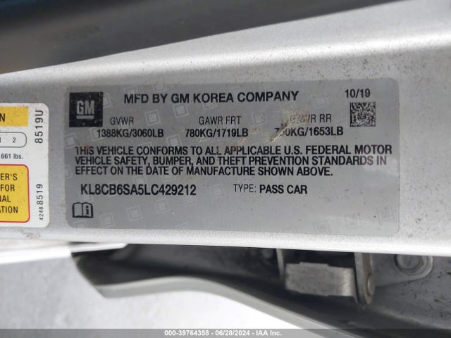 Chevrolet Spark Fwd Ls Automatic 2020 KL8CB6SA5LC429212 Image 9