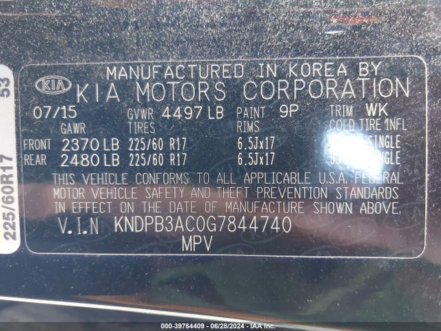 KIA Sportage Lx 2016 KNDPB3AC0G7844740 Image 9