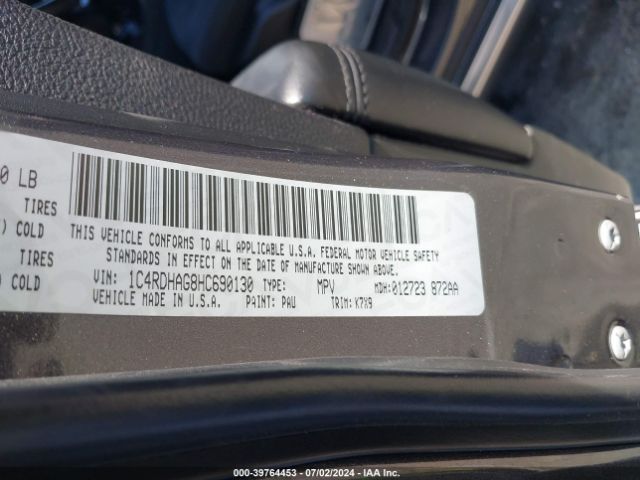 1C4RDHAG8HC690130 Dodge Durango Sxt Rwd
