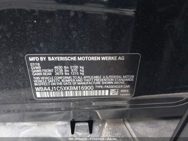 WBA4J1C5XKBM16900 BMW 430i Gran Coupe