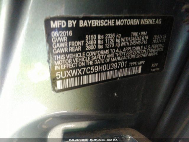 5UXWX7C59H0U39701 BMW X3 Xdrive35i