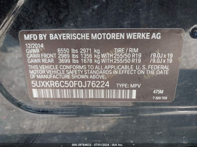 5UXKR6C50F0J76224 BMW X5 Xdrive50i