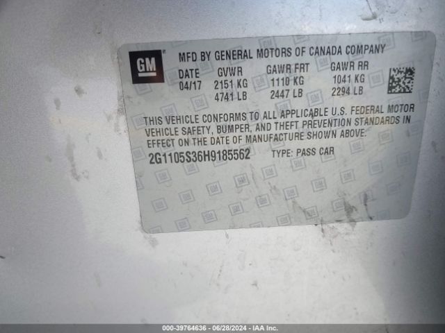 2G1105S36H9185562 Chevrolet IMPALA 1LT