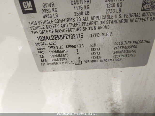 Chevrolet Equinox Ltz 2015 1GNALDEK5FZ132115 Image 9