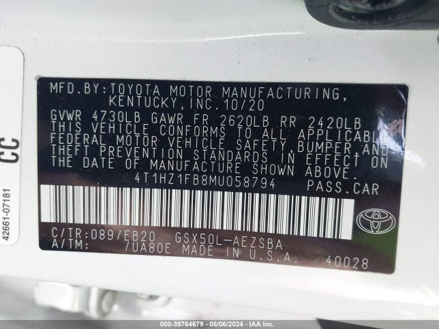 Toyota Avalon Touring 2021 4T1HZ1FB8MU058794 Image 9