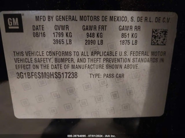 Chevrolet Cruze Premier Auto 2017 3G1BF6SM9HS517238 Image 9