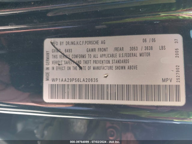 2006 PORSCHE CAYENNE WP1AA29P56LA20635 Photo 8