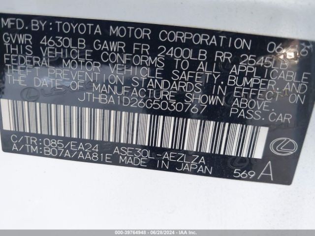 JTHBA1D26G5030767 Lexus IS 200T