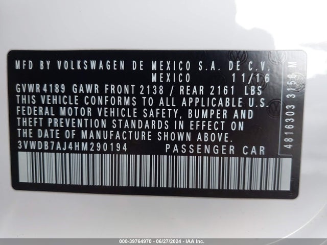 Volkswagen Jetta 1.4t Se 2017 3VWDB7AJ4HM290194 Image 9