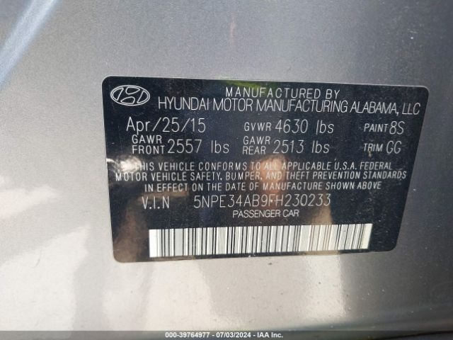 5NPE34AB9FH230233 Hyundai Sonata Sport 2.0t