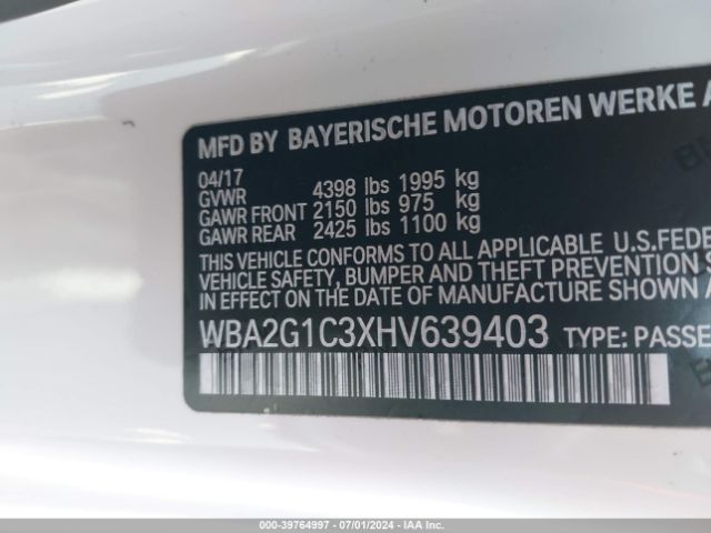 WBA2G1C3XHV639403 BMW M240i