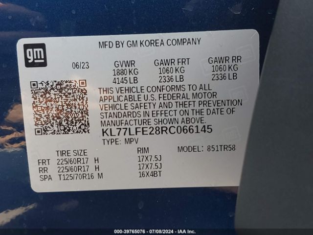 KL77LFE28RC066145 Chevrolet Trax Fwd Sp