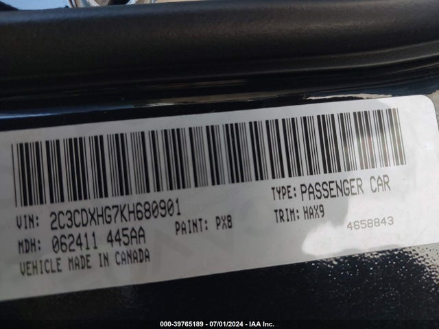 2C3CDXHG7KH680901 Dodge Charger Gt Rwd