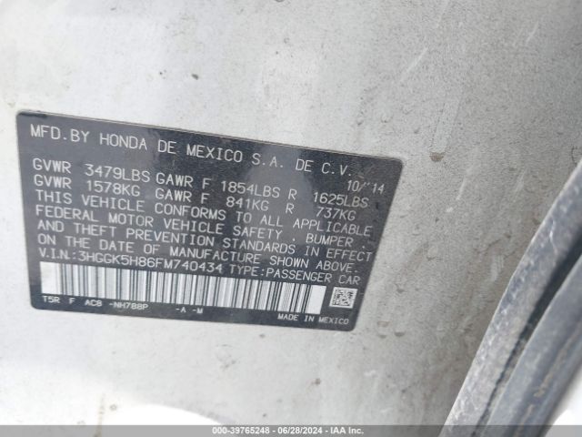 3HGGK5H86FM740434 Honda Fit Ex/ex-l