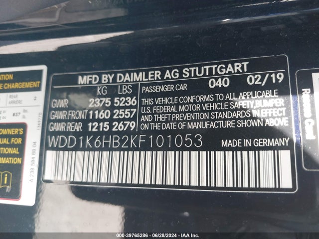 WDD1K6HB2KF101053 Mercedes-Benz E 450