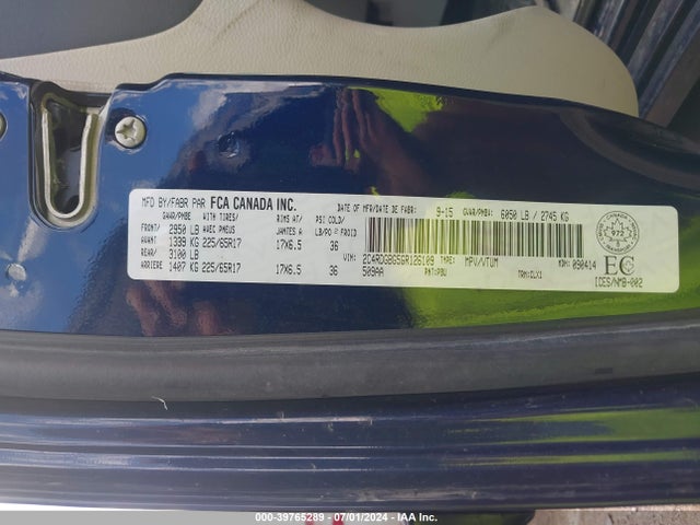 2C4RDGBG5GR126109 Dodge Grand Caravan Se/sxt