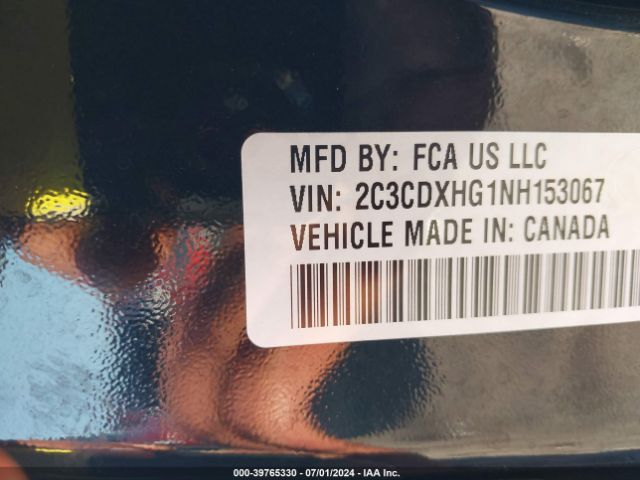 2C3CDXHG1NH153067 Dodge Charger Gt Rwd