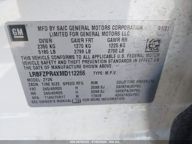 LRBFZPR4XMD112266 Buick Envision Awd Essence
