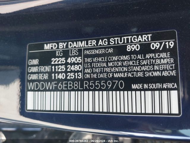 WDDWF6EB8LR555970 Mercedes-Benz Amg C 43 4matic