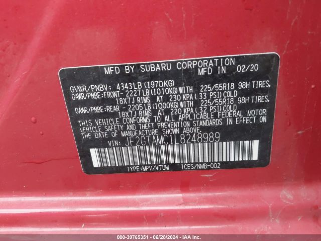 JF2GTAMC1L8248989 Subaru Crosstrek Limited