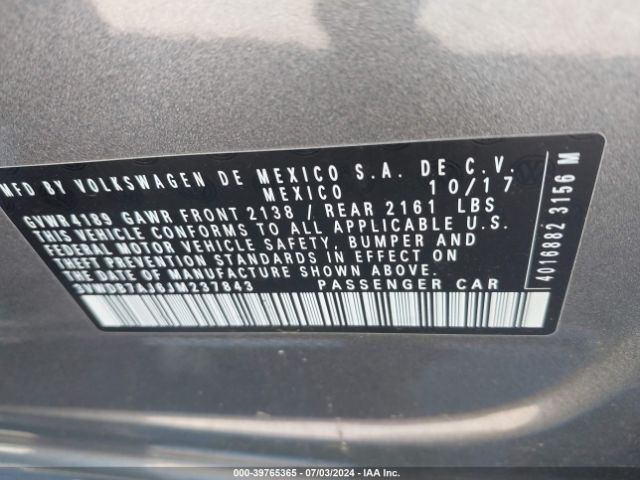 3VWDB7AJ6JM237843 Volkswagen Jetta 1.4t Se/1.4t Wolfsburg Edition