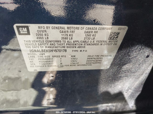 Chevrolet EQUINOX LS 2017 2GNALBEK5H1570178 Image 9
