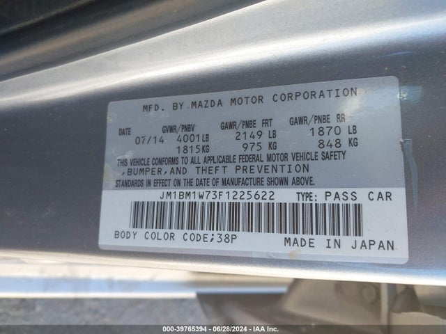 JM1BM1W73F1225622 Mazda Mazda3 I Grand Touring