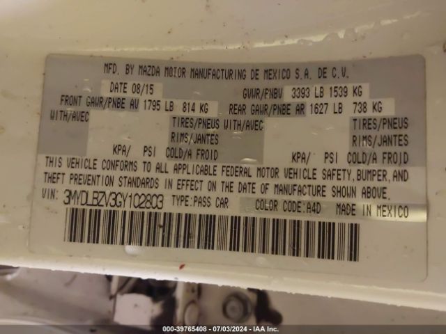 3MYDLBZV3GY102803 Scion IA
