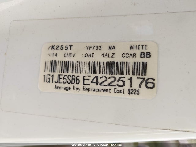 Chevrolet Sonic Ltz Auto 2014 1G1JE5SB6E4225176 Image 9