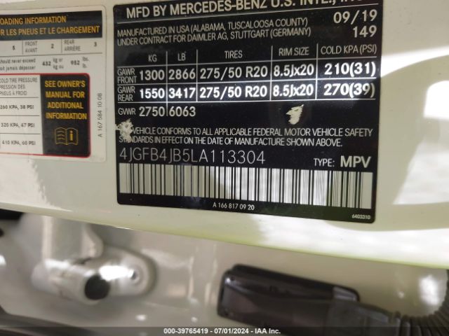 4JGFB4JB5LA113304 Mercedes-Benz GLE 350