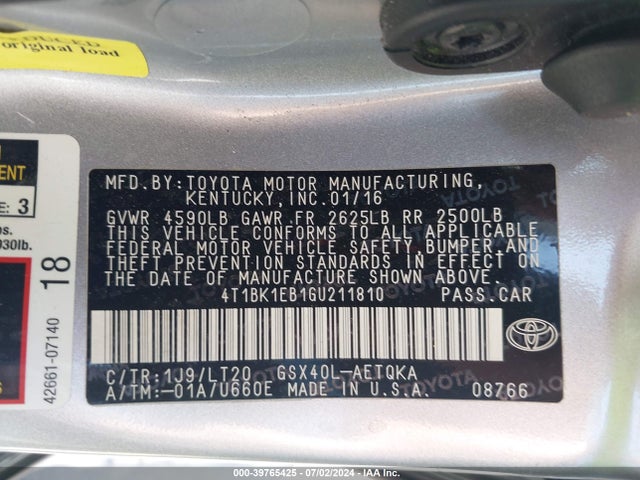 Toyota Avalon Touring 2016 4T1BK1EB1GU211810 Image 9
