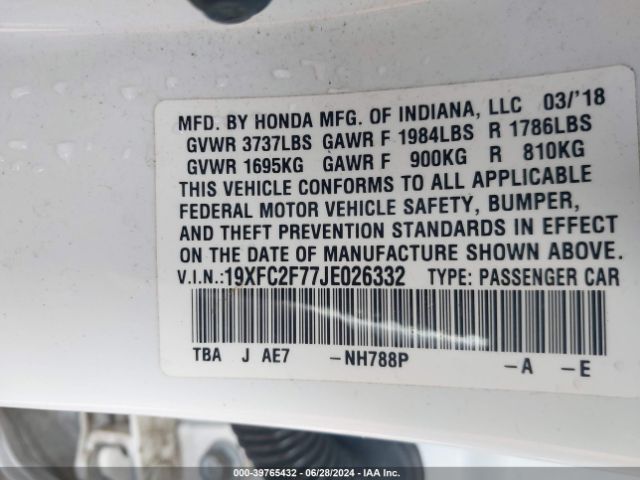 19XFC2F77JE026332 Honda CIVIC EX