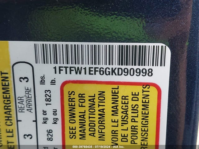 Ford F-150 Xlt 2016 1FTFW1EF6GKD90998 Image 9